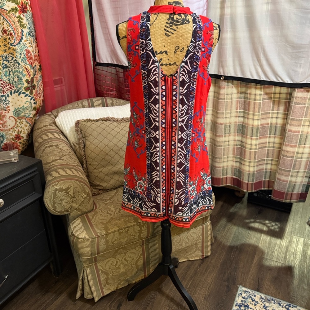 Soulmates Red and Navy Patterned Mini Dress - Picture 4 of 4